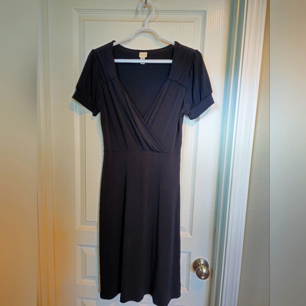 A-Line Black V neck dress